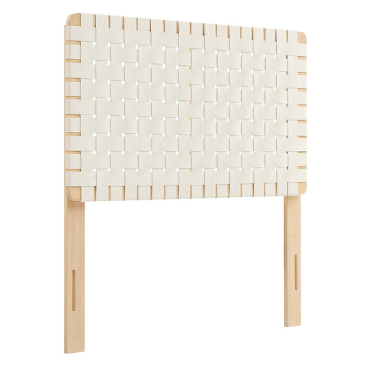 Sparta Weave Vegan Leather Twin Headboard by Modway Natural Beige MOD-7121-NAT-BEI