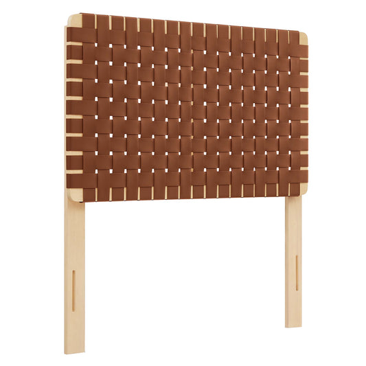 Sparta Weave Vegan Leather Twin Headboard by Modway Natural Brown MOD-7121-NAT-BRN