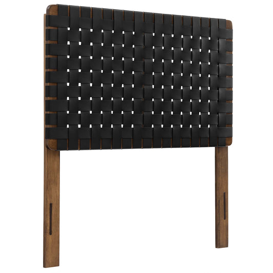 Sparta Weave Vegan Leather Twin Headboard by Modway Walnut Black MOD-7121-WAL-BLK