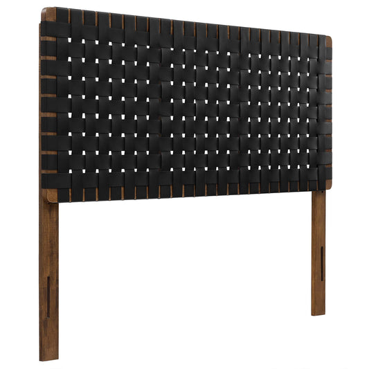 Sparta Weave Vegan Leather Full Headboard by Modway Walnut Black MOD-7123-WAL-BLK