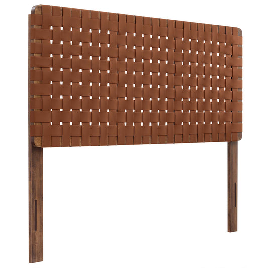 Sparta Weave Vegan Leather Full Headboard by Modway Walnut Brown MOD-7123-WAL-BRN
