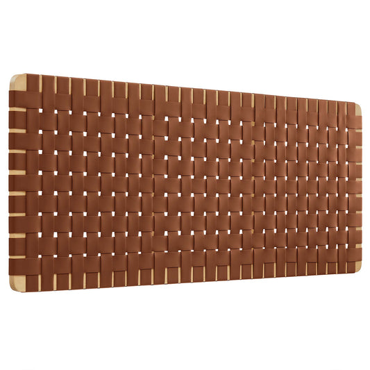 Sparta Weave Wall-Mount Vegan Leather Queen Headboard by Modway Natural Brown MOD-7124-NAT-BRN