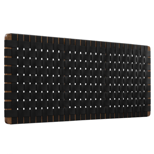 Sparta Weave Wall-Mount Vegan Leather Queen Headboard by Modway Walnut Black MOD-7124-WAL-BLK