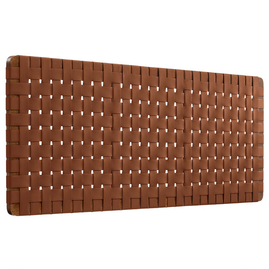Sparta Weave Wall-Mount Vegan Leather Queen Headboard by Modway Walnut Brown MOD-7124-WAL-BRN