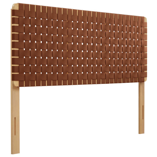 Sparta Weave Vegan Leather Queen Headboard by Modway Natural Brown MOD-7125-NAT-BRN