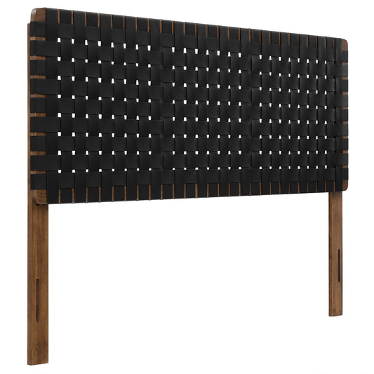 Sparta Weave Vegan Leather Queen Headboard by Modway Walnut Black MOD-7125-WAL-BLK