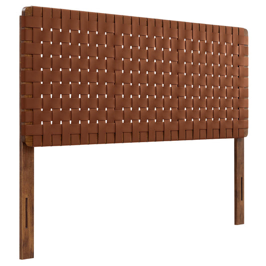 Sparta Weave Vegan Leather Queen Headboard by Modway Walnut Brown MOD-7125-WAL-BRN