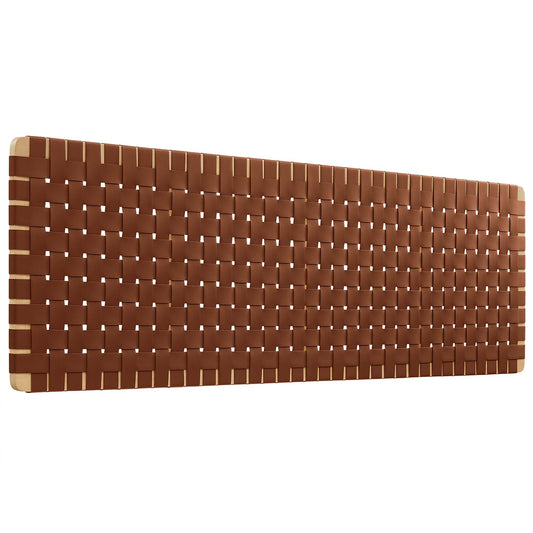 Sparta Weave Wall-Mount Vegan Leather King Headboard by Modway Natural Brown MOD-7126-NAT-BRN