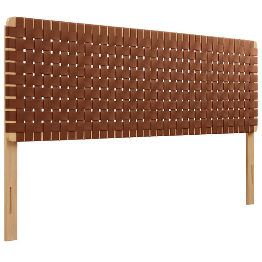 Sparta Weave Vegan Leather King Headboard by Modway Natural Brown MOD-7127-NAT-BRN