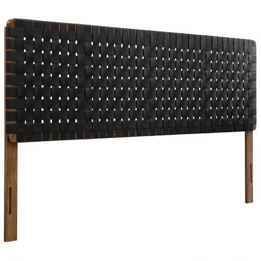 Sparta Weave Vegan Leather King Headboard by Modway Walnut Black MOD-7127-WAL-BLK