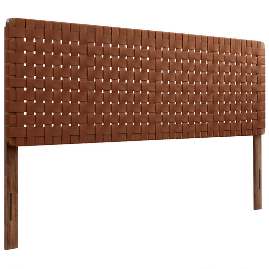 Sparta Weave Vegan Leather King Headboard by Modway Walnut Brown MOD-7127-WAL-BRN