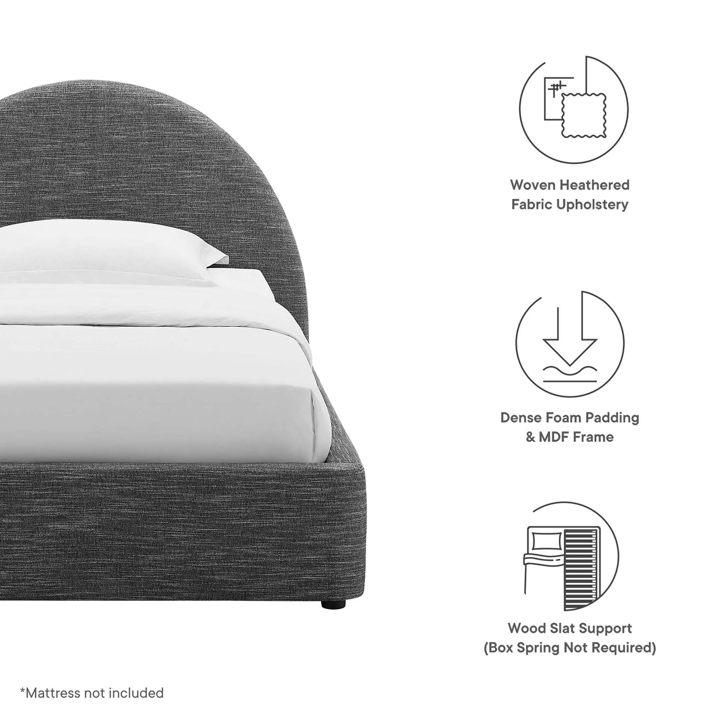 Resort Upholstered Fabric Arched Round Platform Bed by Modway