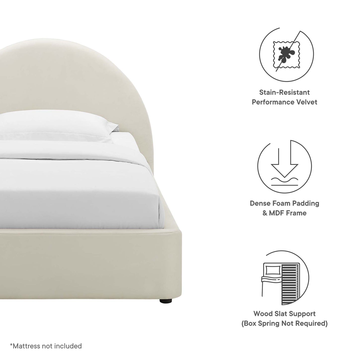 Resort Performance Velvet Arched Round Platform Bed by Modway