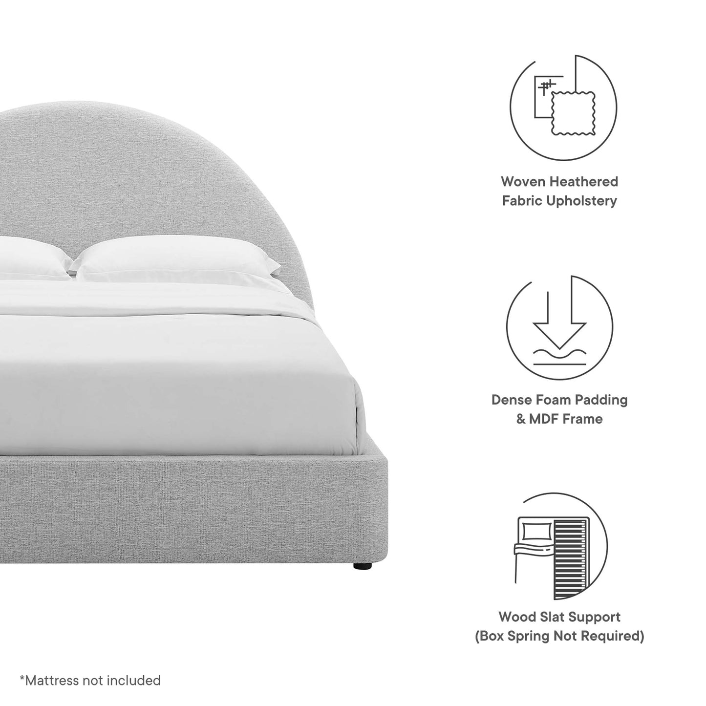 Resort Upholstered Fabric Arched Round Queen Platform Bed by Modway MOD-7132-HLG