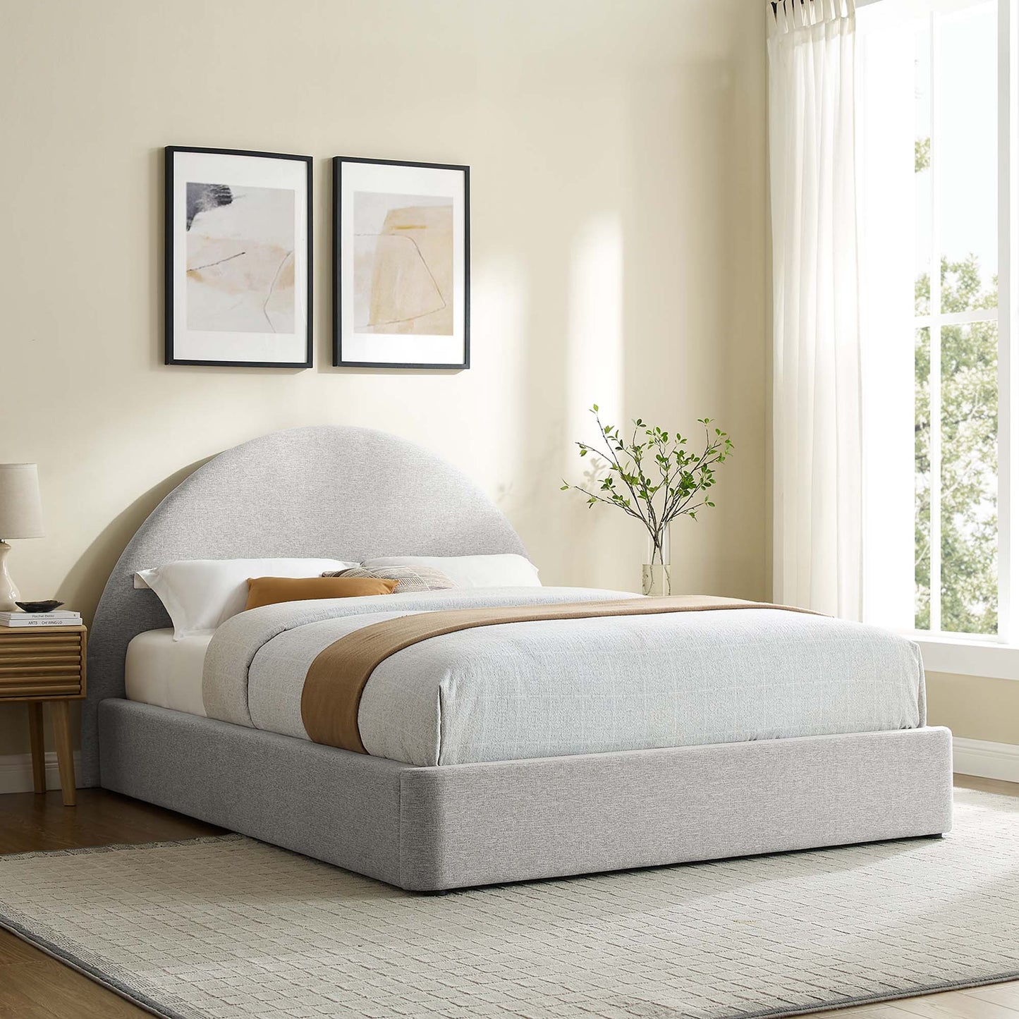 Resort Upholstered Fabric Arched Round Platform Bed by Modway