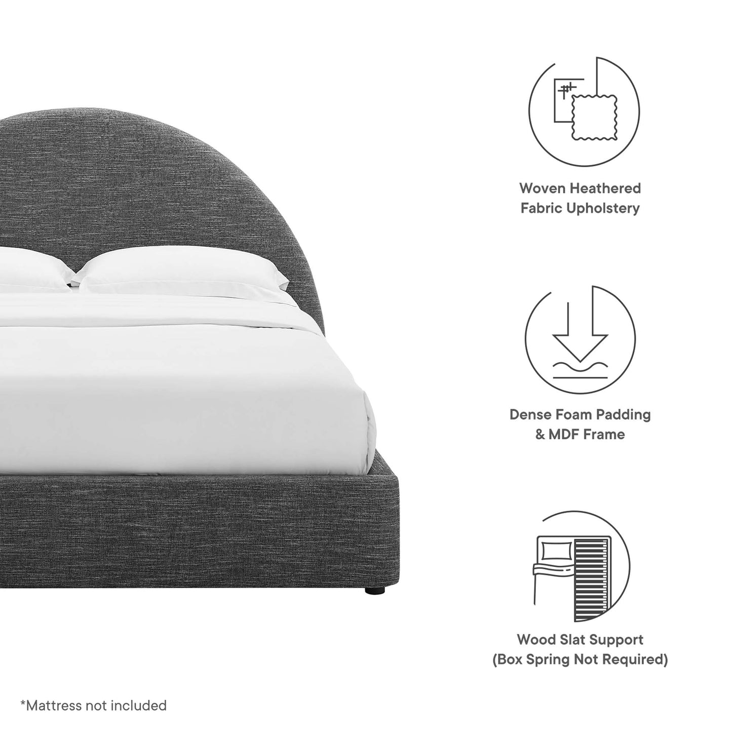 Resort Upholstered Fabric Arched Round Platform Bed by Modway