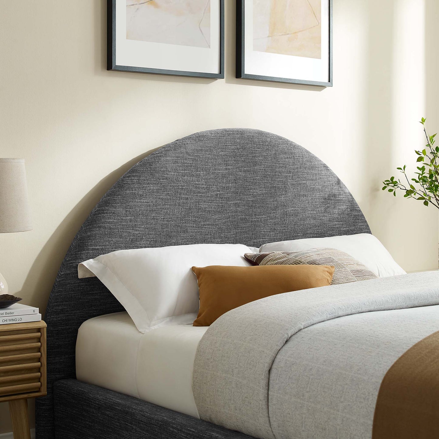 Resort Upholstered Fabric Arched Round Platform Bed by Modway
