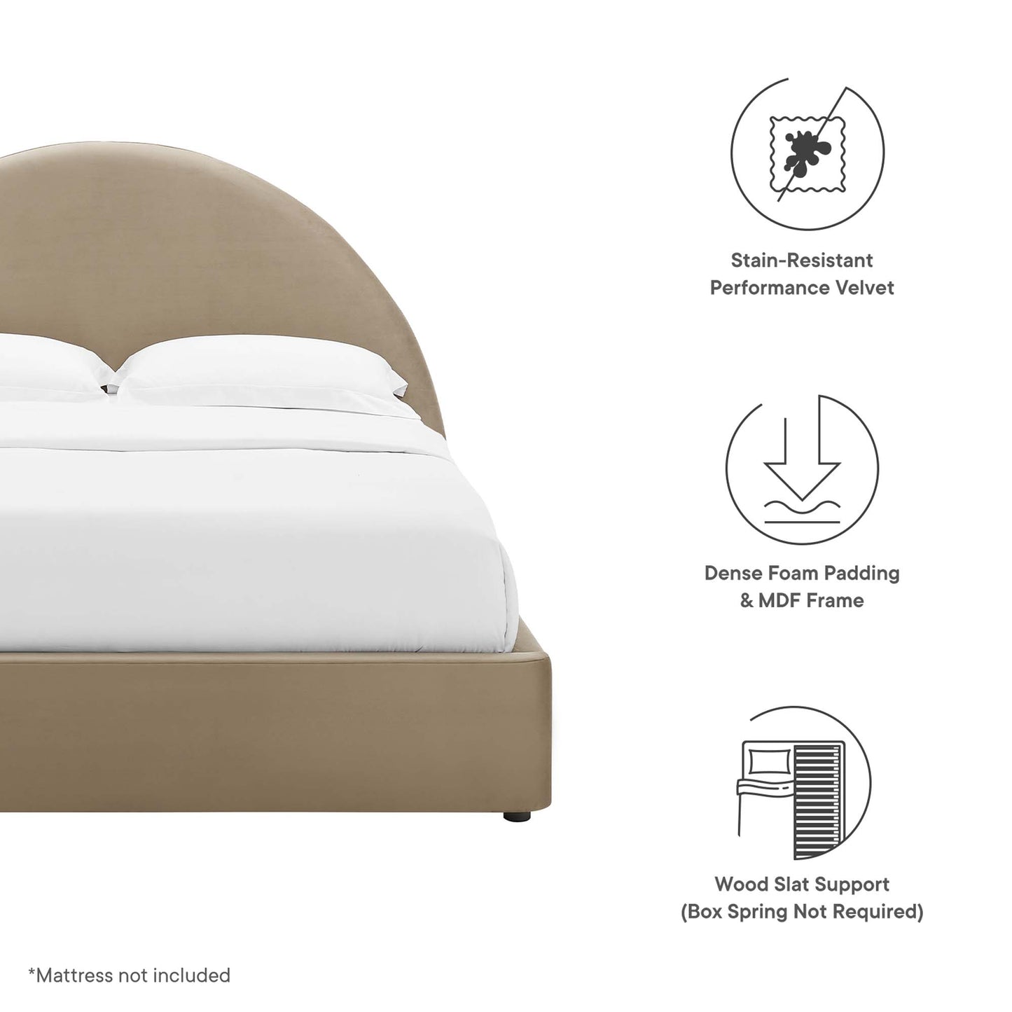 Resort Performance Velvet Arched Round Platform Bed by Modway