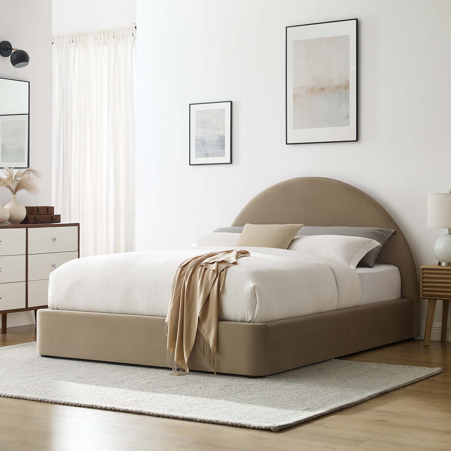 Resort Performance Velvet Arched Round Platform Bed by Modway