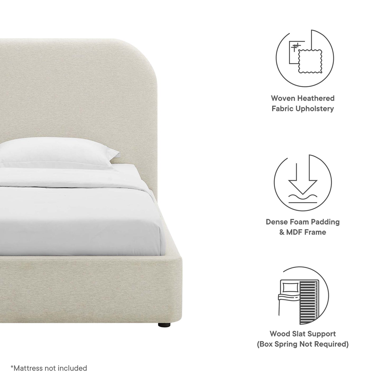 Keynote Upholstered Fabric Curved Platform Bed by Modway