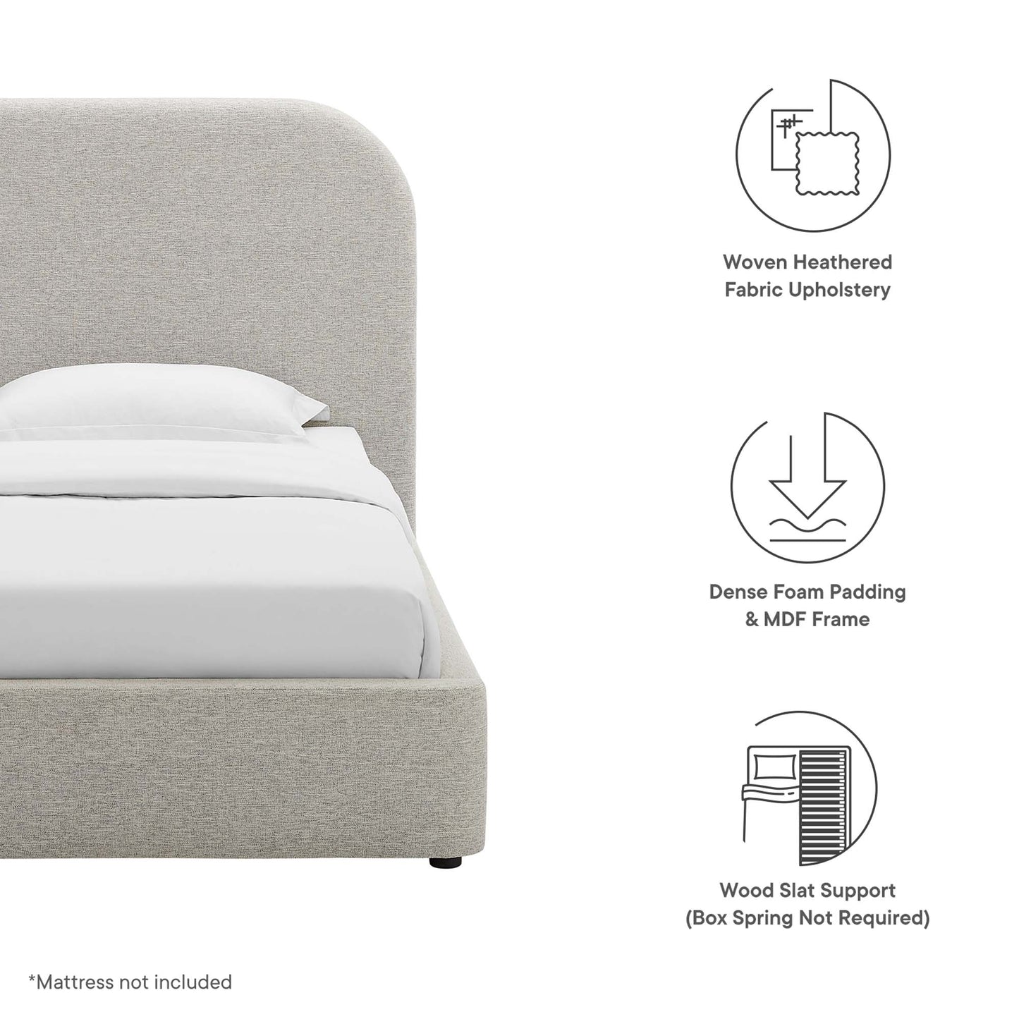 Keynote Upholstered Fabric Curved Platform Bed by Modway