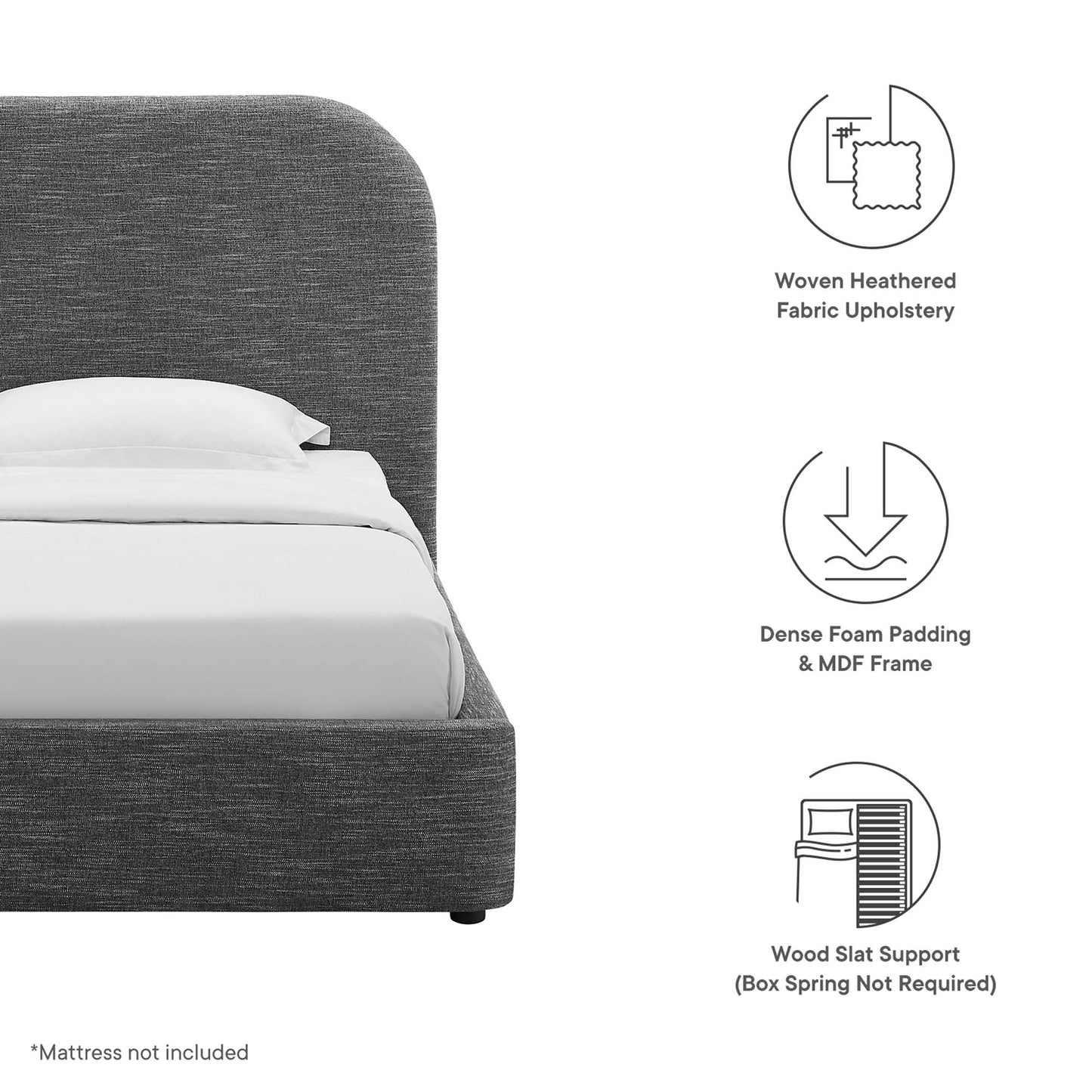 Keynote Upholstered Fabric Curved Platform Bed by Modway