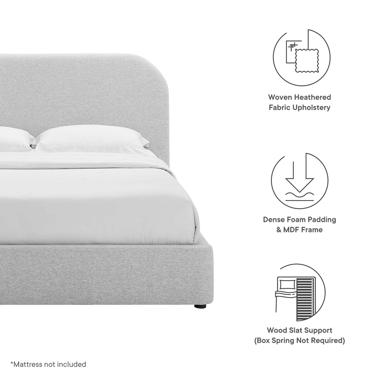 Keynote Upholstered Fabric Curved Full Platform Bed by Modway MOD-7138-HLG