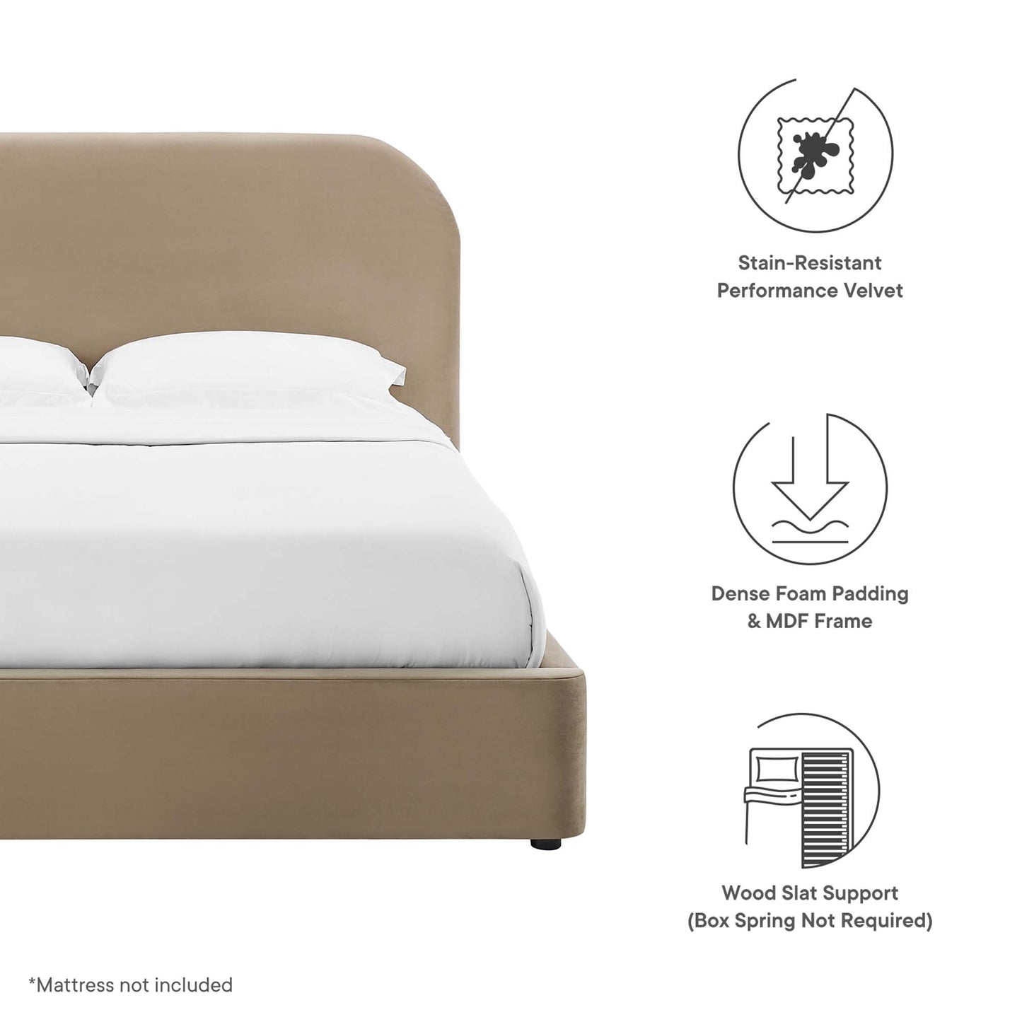 Keynote Performance Velvet Curved Full Platform Bed by Modway MOD-7139-TAU