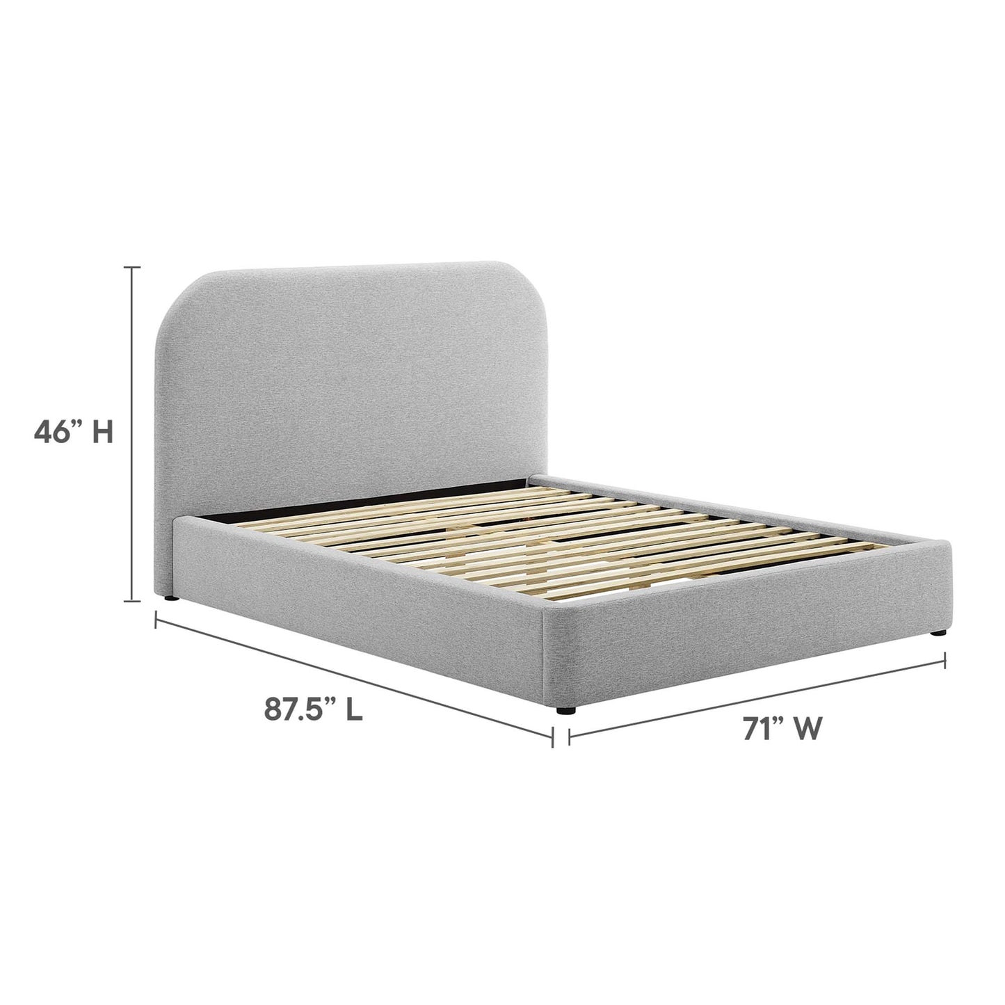 Keynote Upholstered Fabric Curved Queen Platform Bed by Modway MOD-7140-HLG