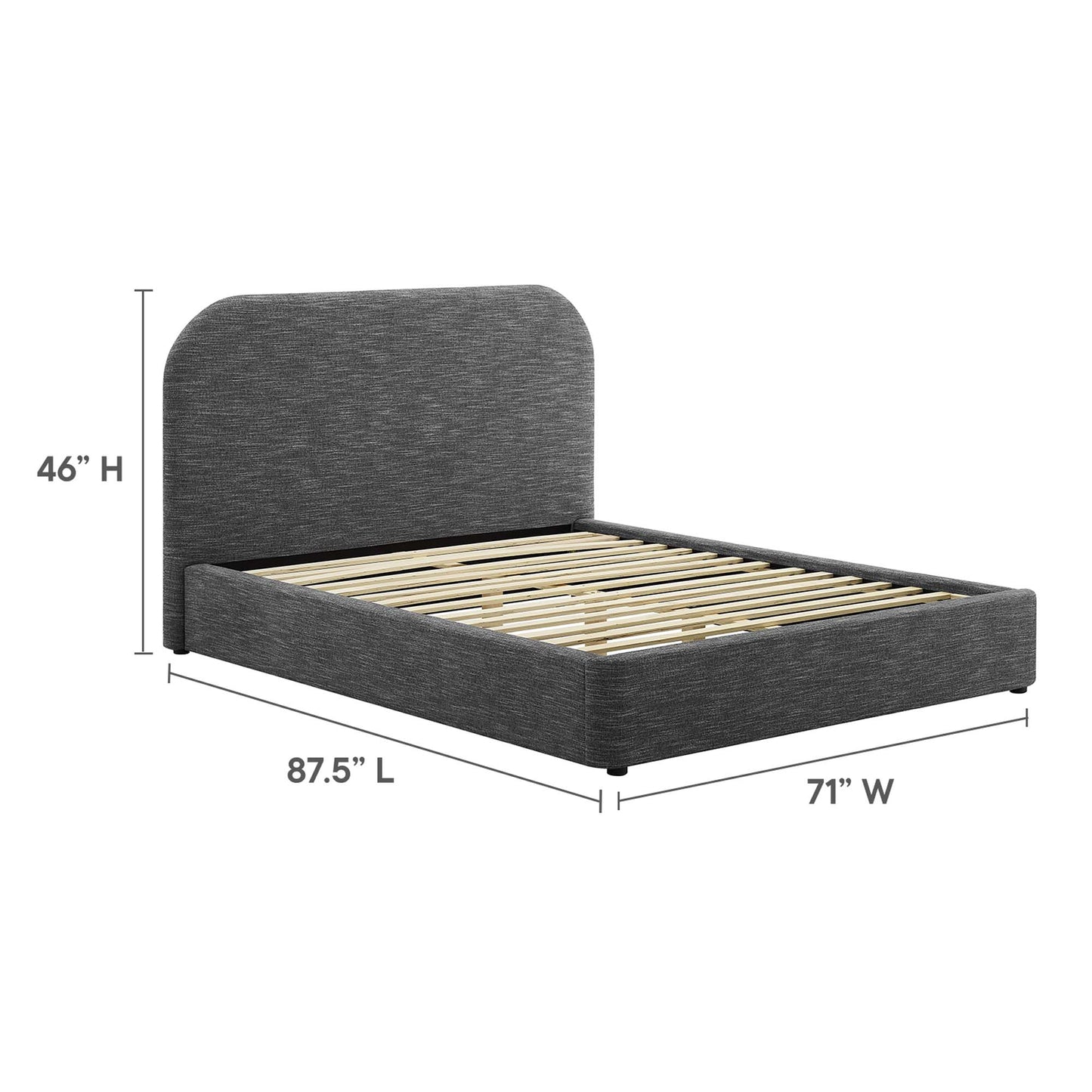 Keynote Upholstered Fabric Curved Queen Platform Bed by Modway MOD-7140-HSL