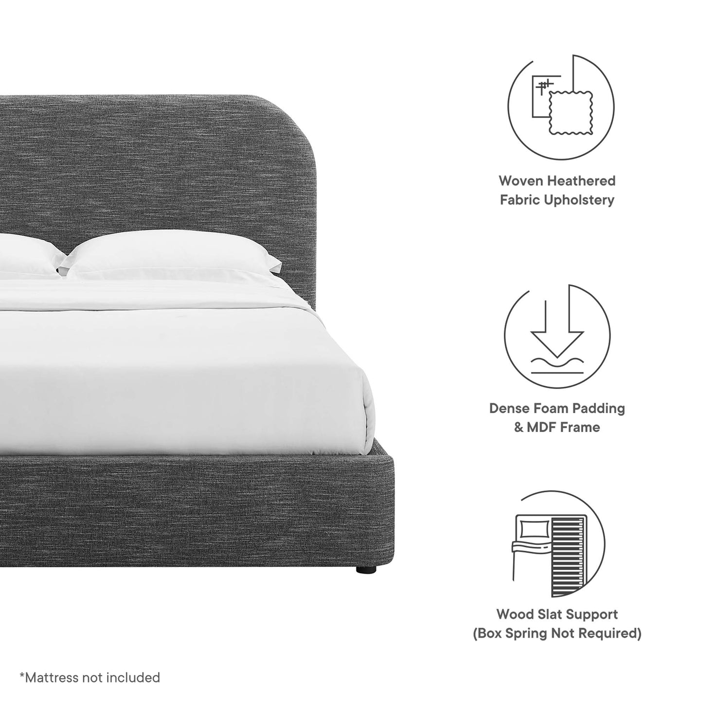 Keynote Upholstered Fabric Curved Queen Platform Bed by Modway MOD-7140-HSL