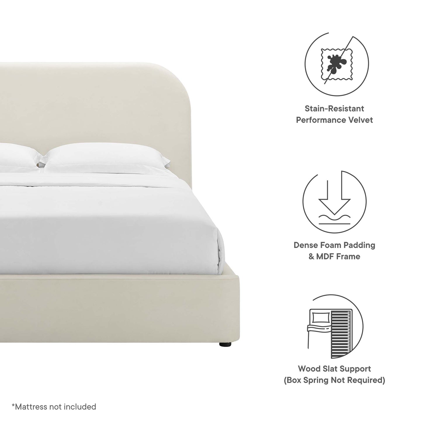 Keynote Performance Velvet Curved Queen Platform Bed by Modway MOD-7141-ALA
