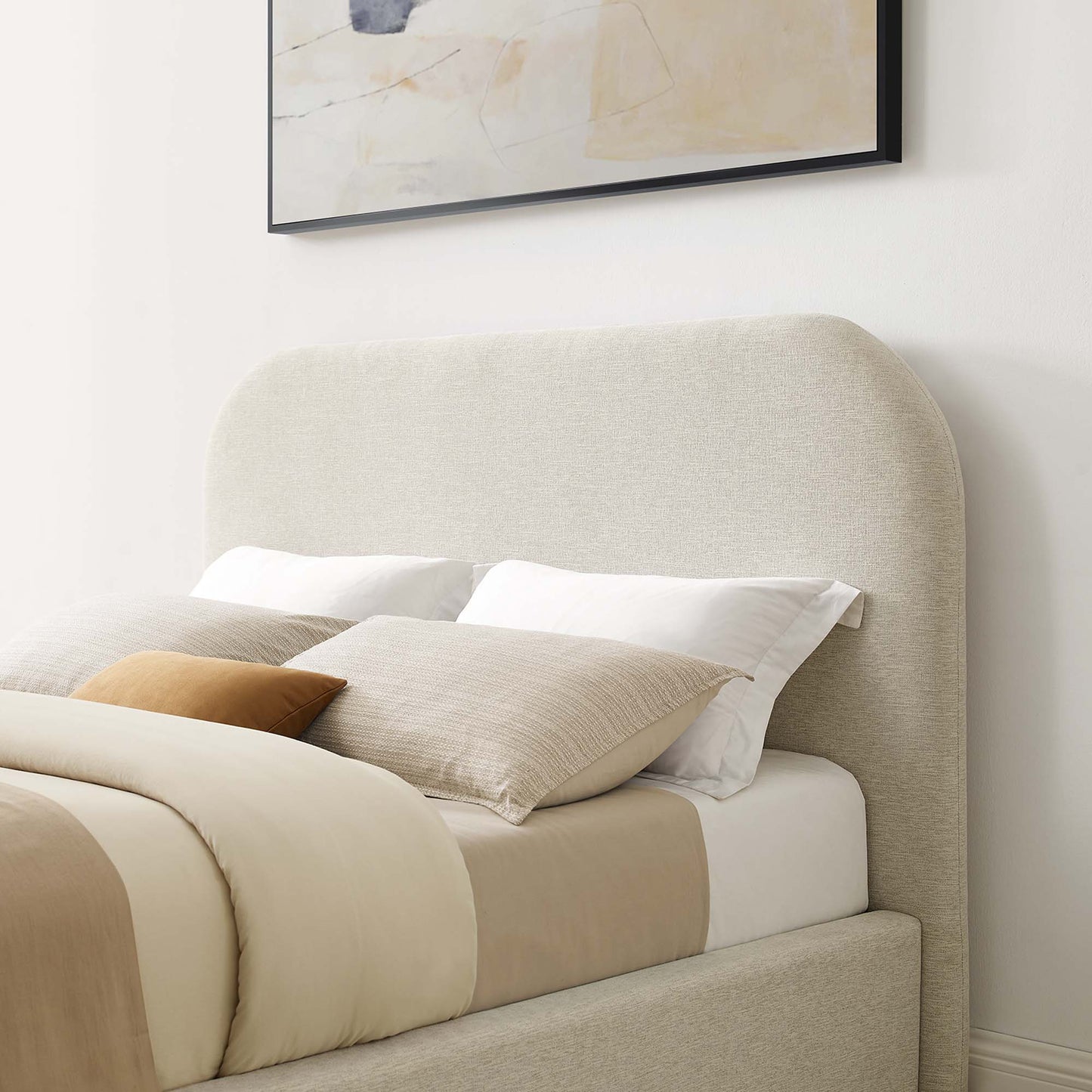 Keynote Upholstered Fabric Curved Platform Bed by Modway
