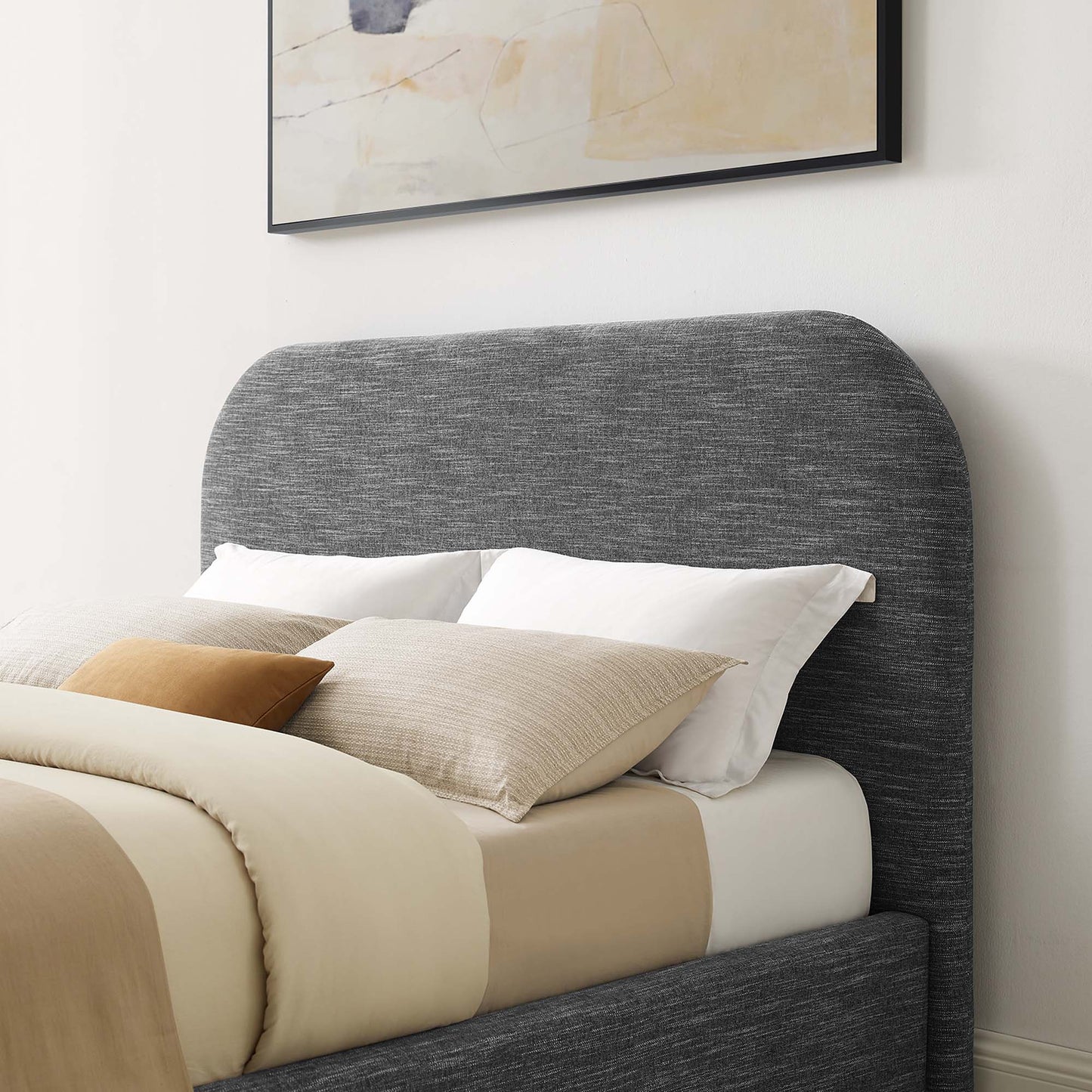 Keynote Upholstered Fabric Curved Platform Bed by Modway