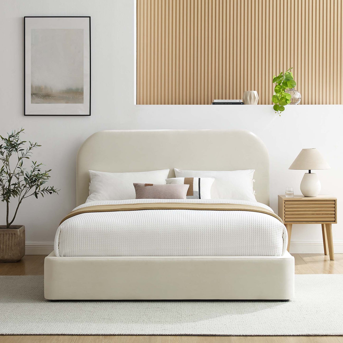 Keynote Performance Velvet Curved Platform Bed by Modway