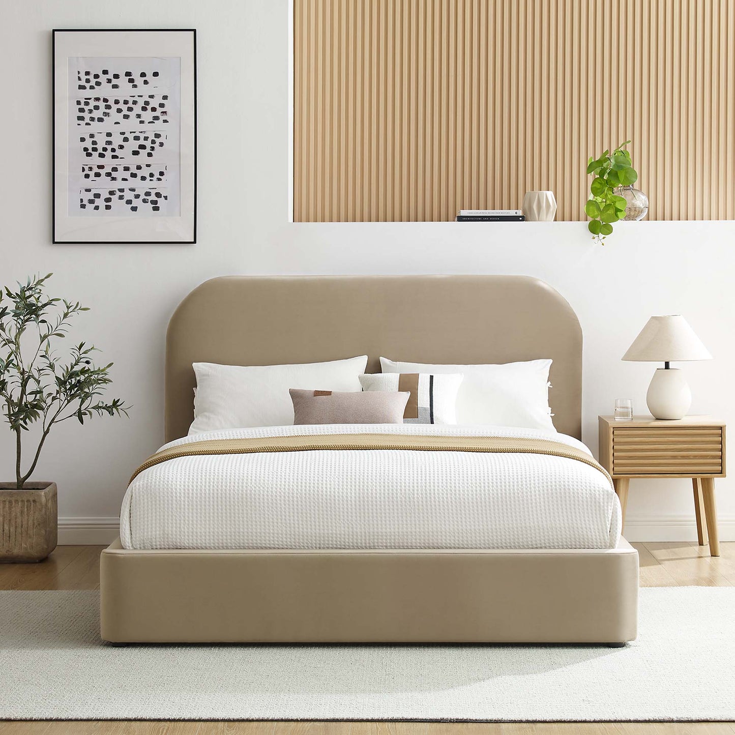 Keynote Performance Velvet Curved Platform Bed by Modway