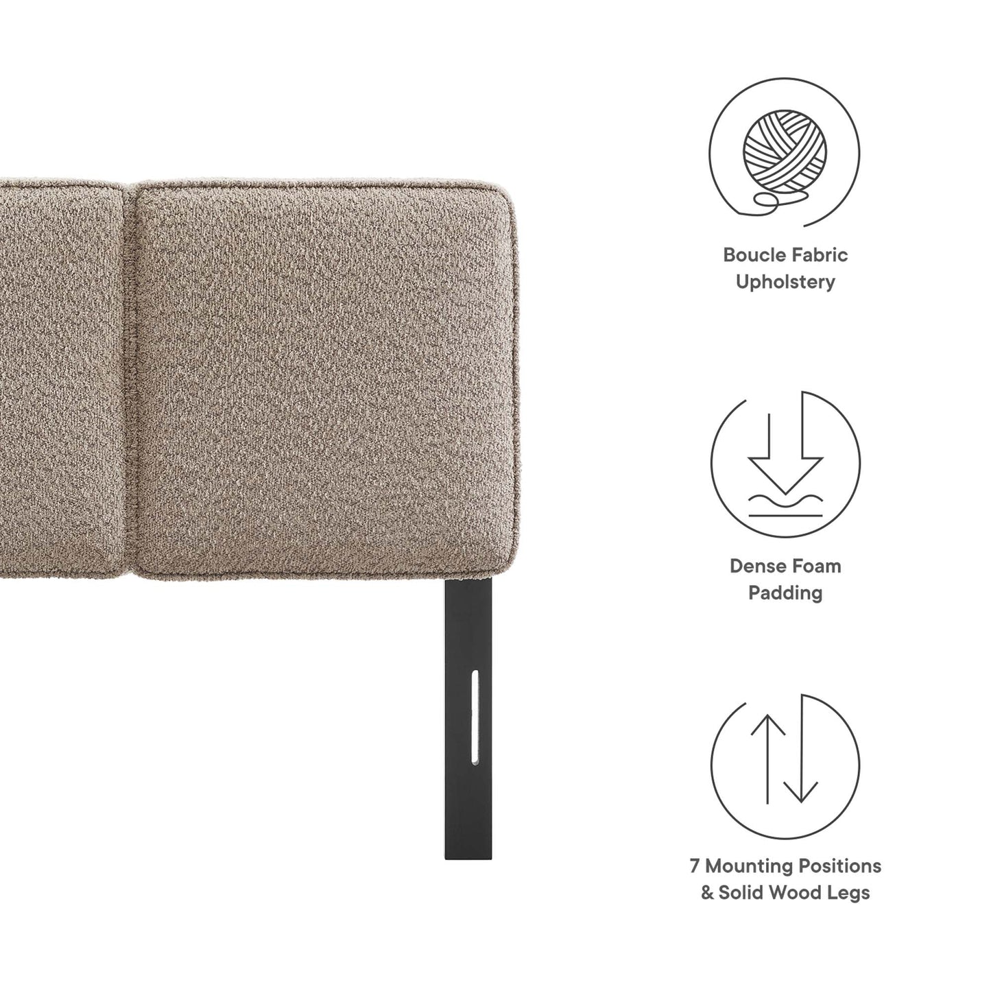Lindee Vegan Leather and Boucle Fabric Headboards by Modway