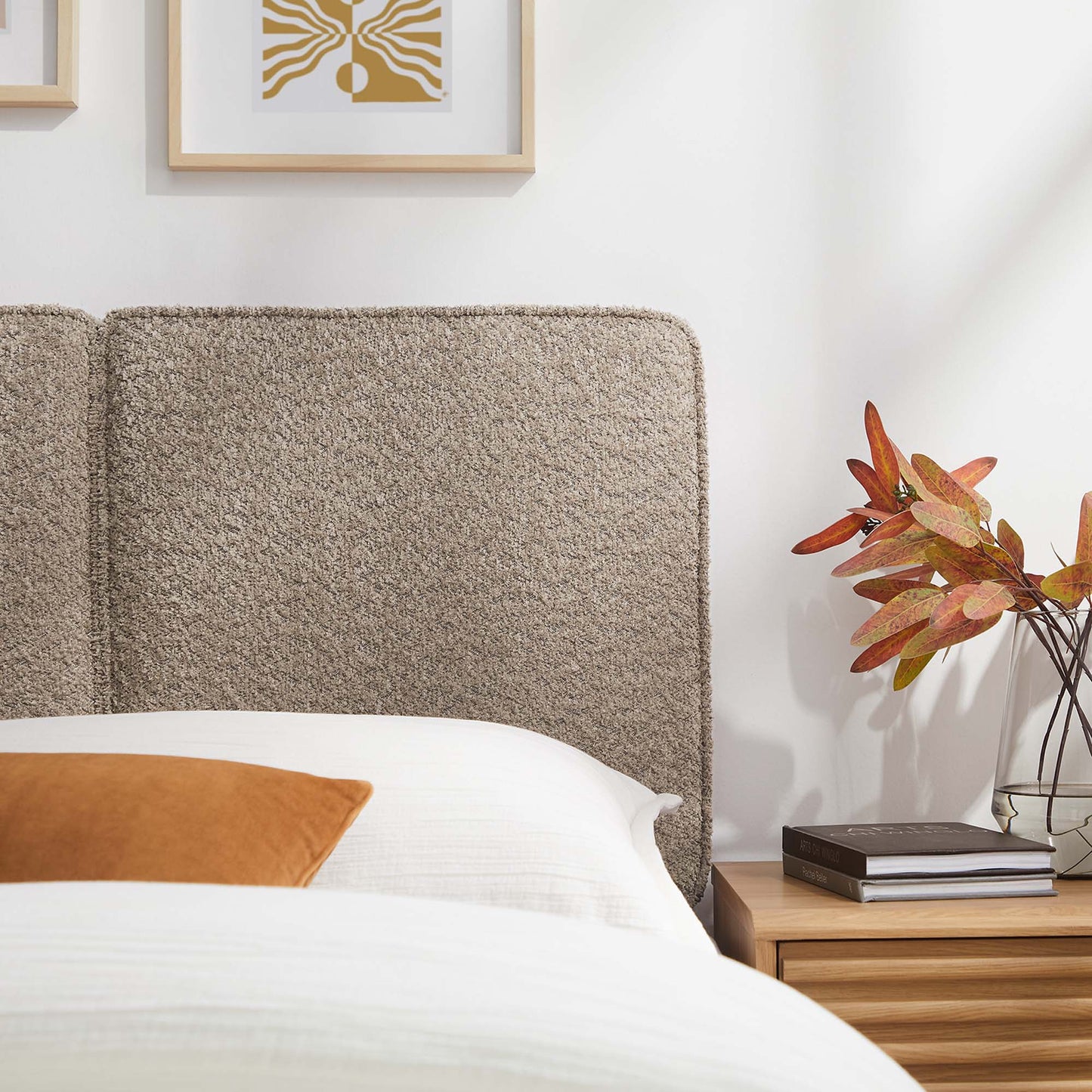 Lindee Vegan Leather and Boucle Fabric Headboards by Modway