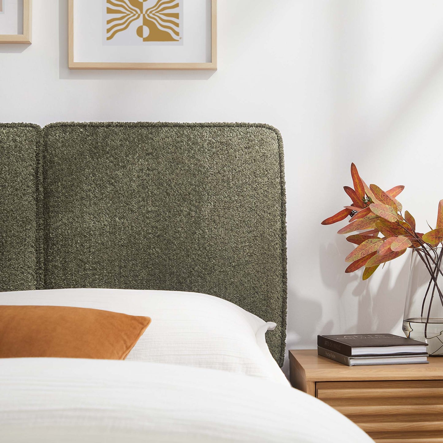 Lindee Vegan Leather and Boucle Fabric Headboards by Modway