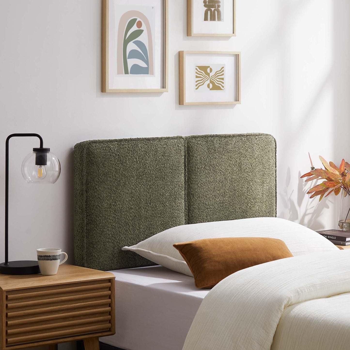 Lindee Vegan Leather and Boucle Fabric Headboards by Modway