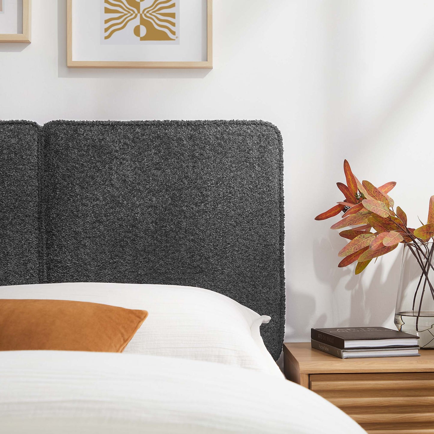 Lindee Vegan Leather and Boucle Fabric Headboards by Modway