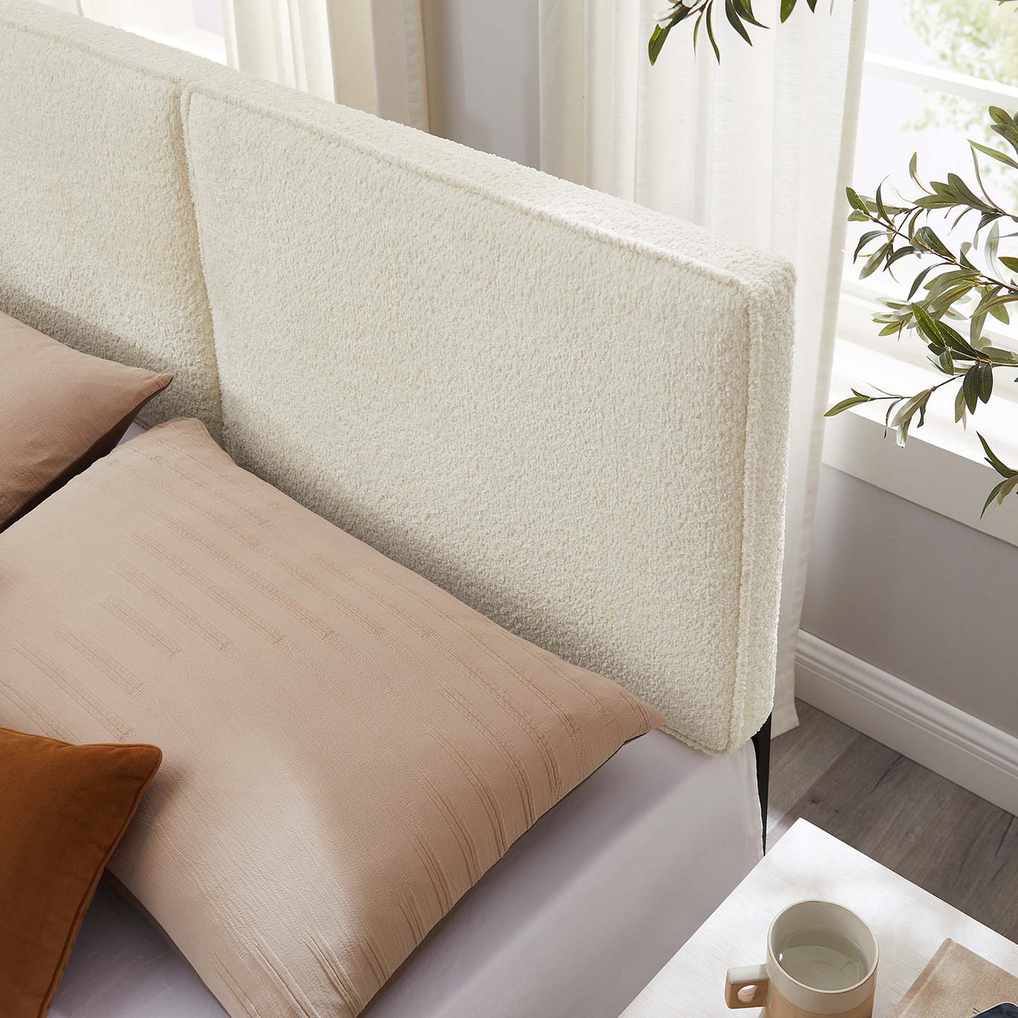 Lindee Vegan Leather and Boucle Fabric Headboards by Modway