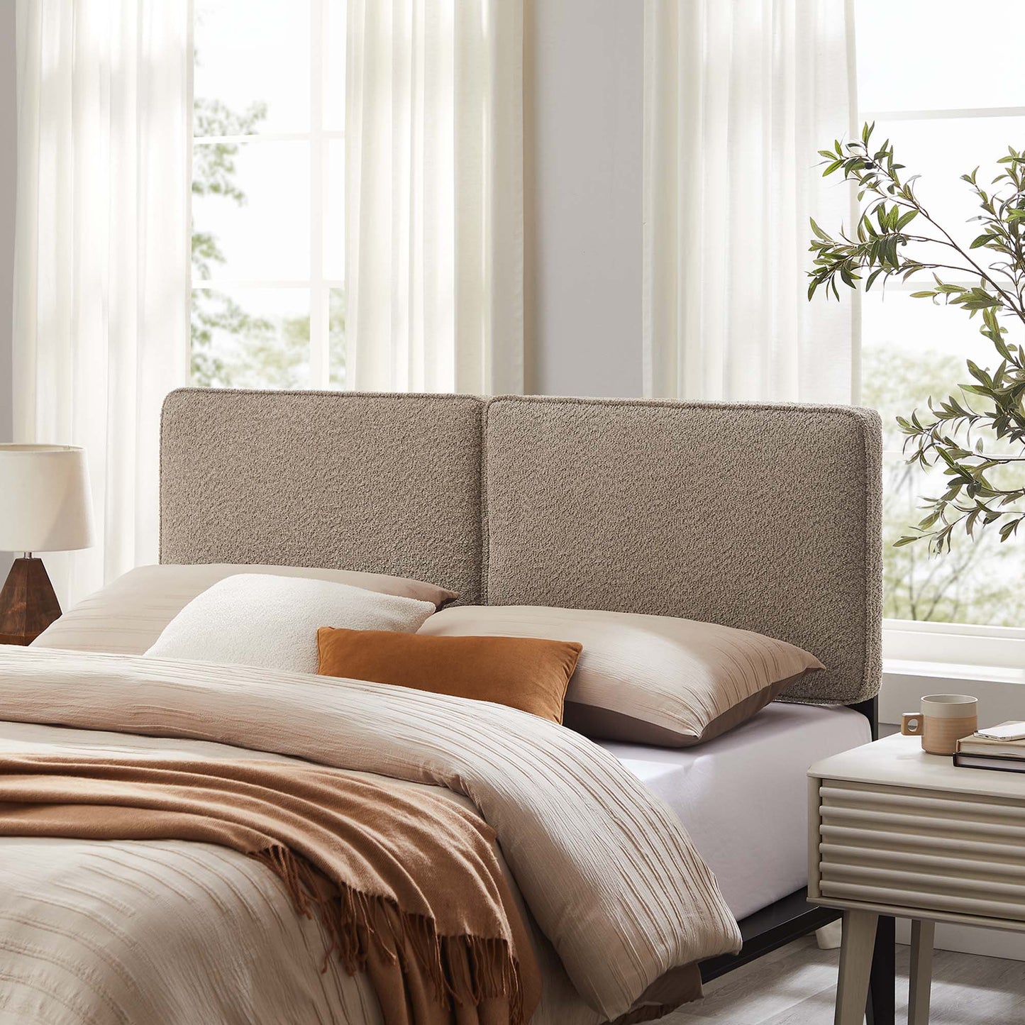 Lindee Vegan Leather and Boucle Fabric Headboards by Modway