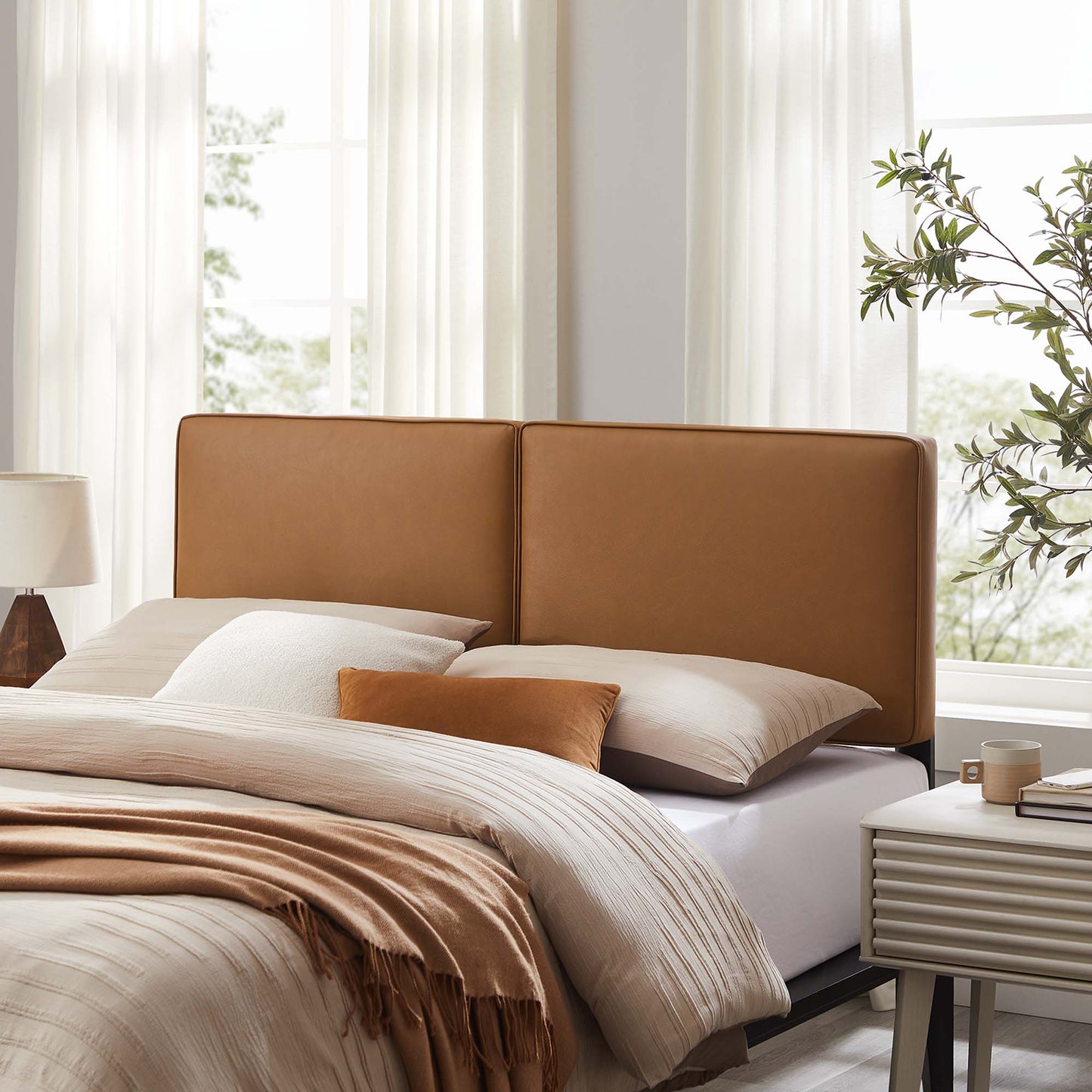 Lindee Vegan Leather King Headboard by Modway MOD-7150-TAN