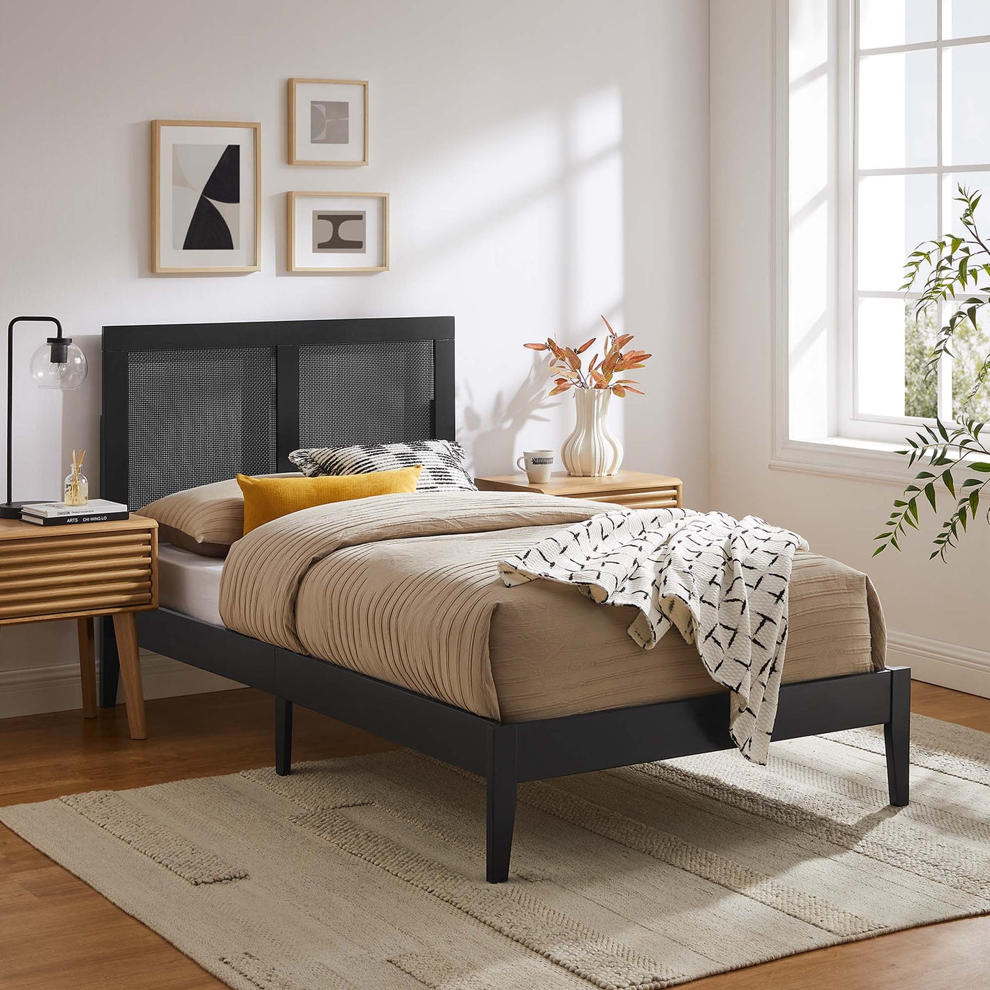 Sirocco Rattan and Wood Platform Bed by Modway