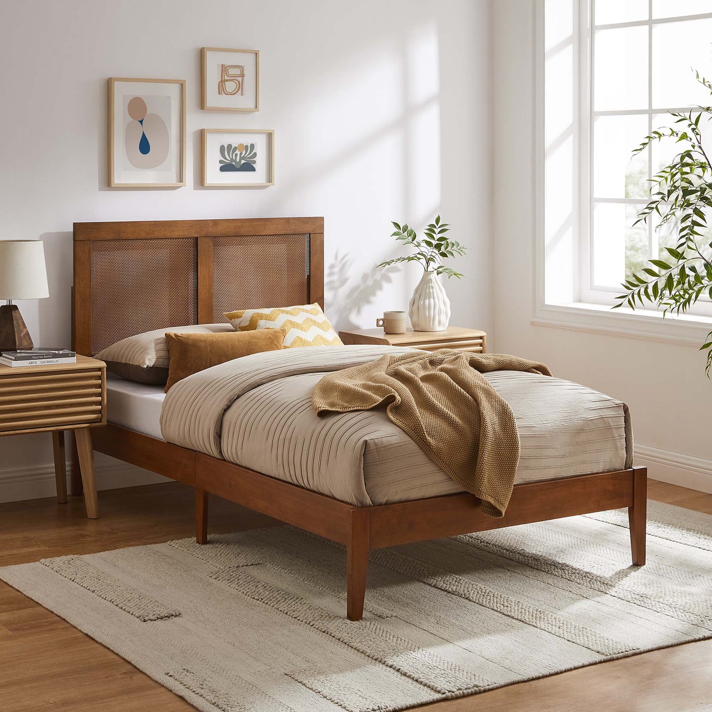 Sirocco Rattan and Wood Platform Bed by Modway