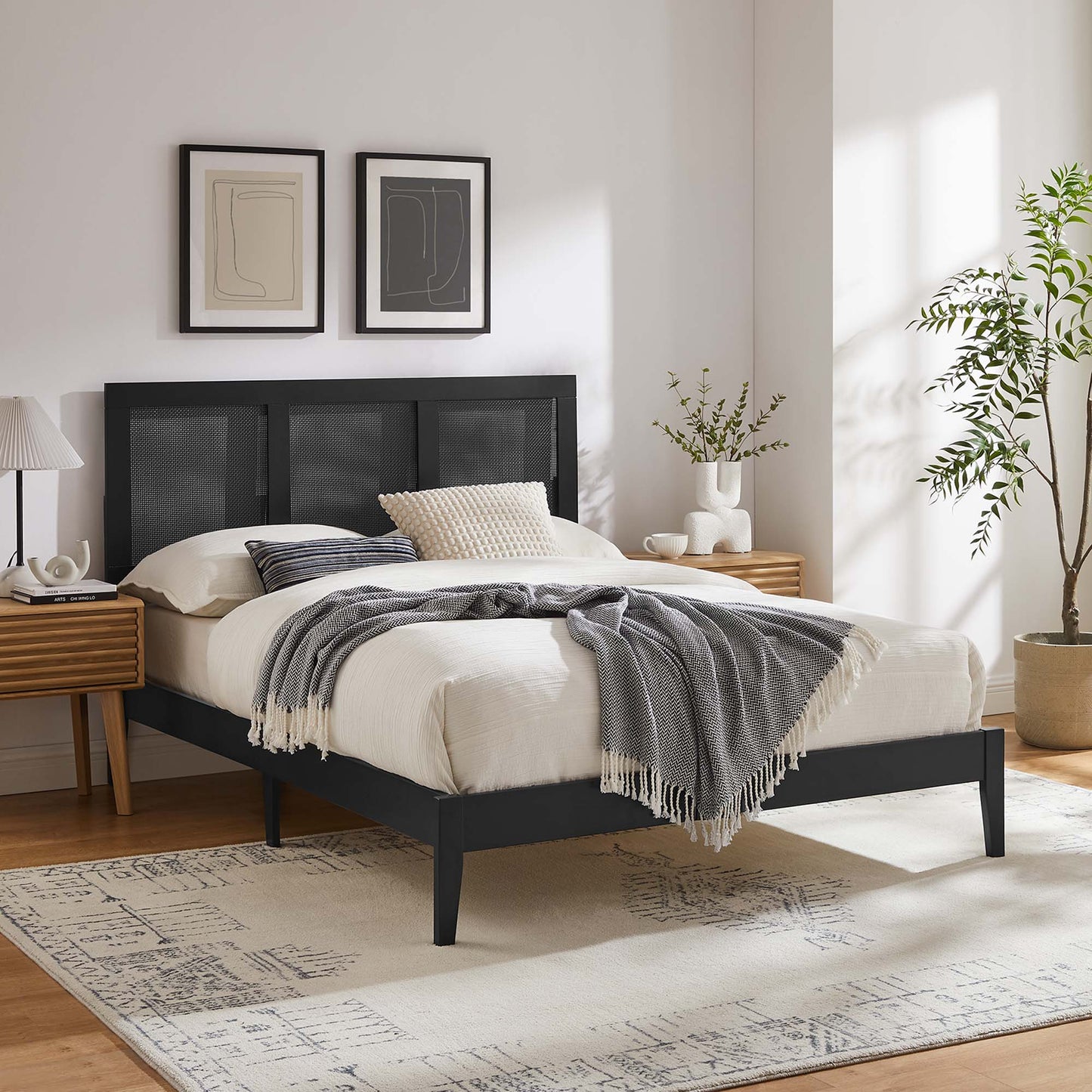 Sirocco Rattan and Wood Platform Bed by Modway
