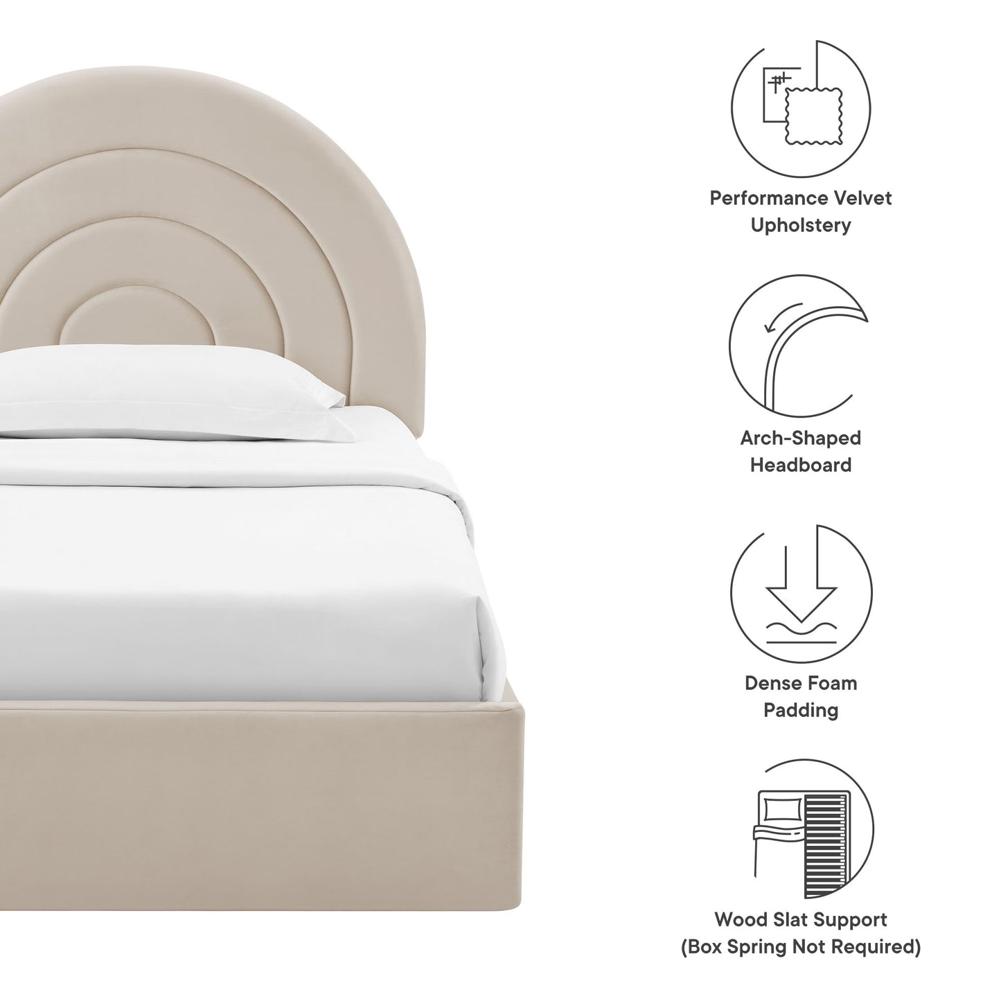 Solana Arched Performance Velvet Platform Bed by Modway