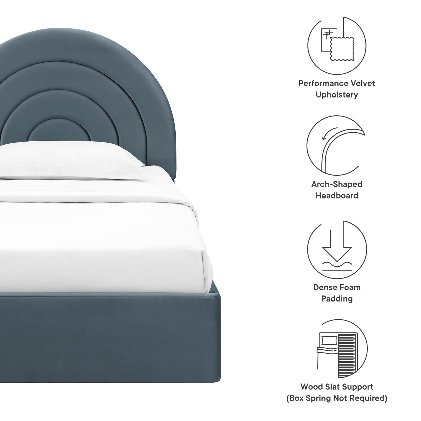 Solana Arched Performance Velvet Platform Bed by Modway