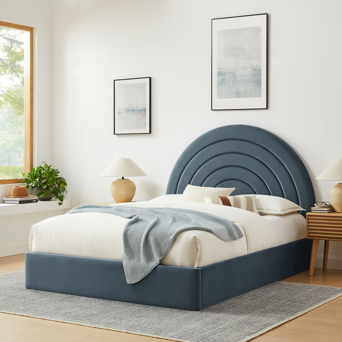 Solana Arched Performance Velvet Queen Platform Bed by Modway MOD-7167-CAB